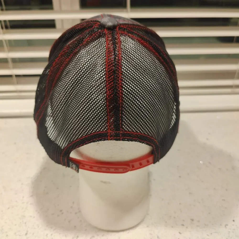 Justin Boots Hat Cap SnapBack Trucker Mesh Hat Gray Black Red Western Cowboy EUC